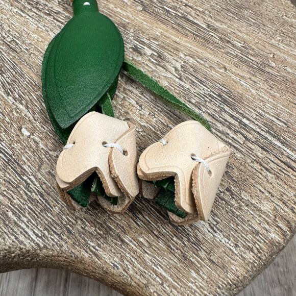 Genuine Leather Tulip Bag Charm White Tulip Spring Flowers Leather Charm - Picture 5 of 7